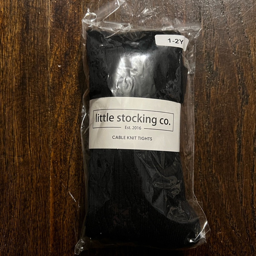 NWT Little Stocking Co. Black Cable Knit Tights